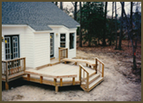 Pressure Treated Step Down Deck with Cantilevered Benches